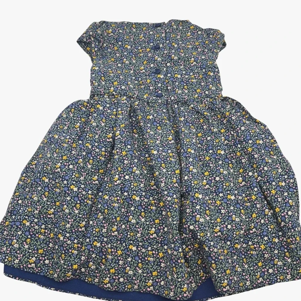 Ralph Lauren Baby Girls Navy Blue Floral Cotton Lined Dress 18M Button Back‎